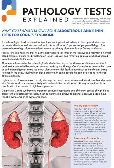 Conn's syndrome (aldosterone and renin)